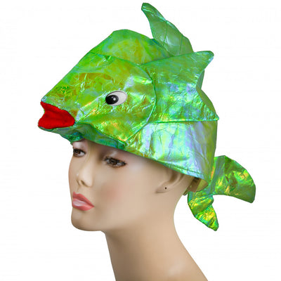 green shiny fish hat rainbow fish