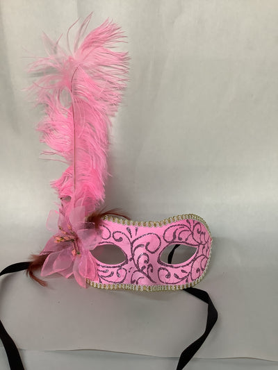 Cynthia Eye Mask w/ Feather- Pink