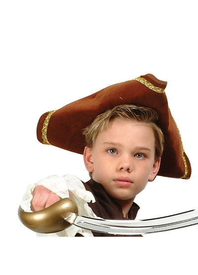 childrens brown tricorn colonial hat kids
