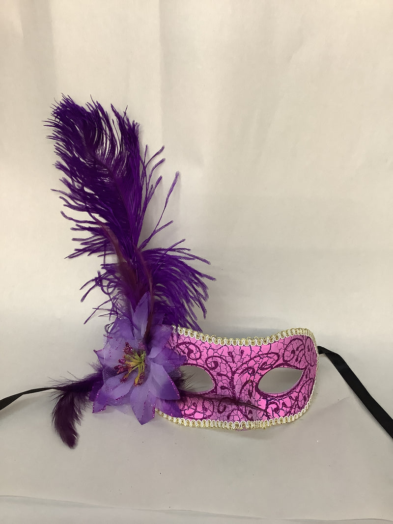 Cynthia Eye Mask w/ Feather- Purple