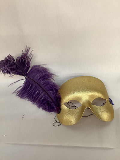 Purple feather gold mask