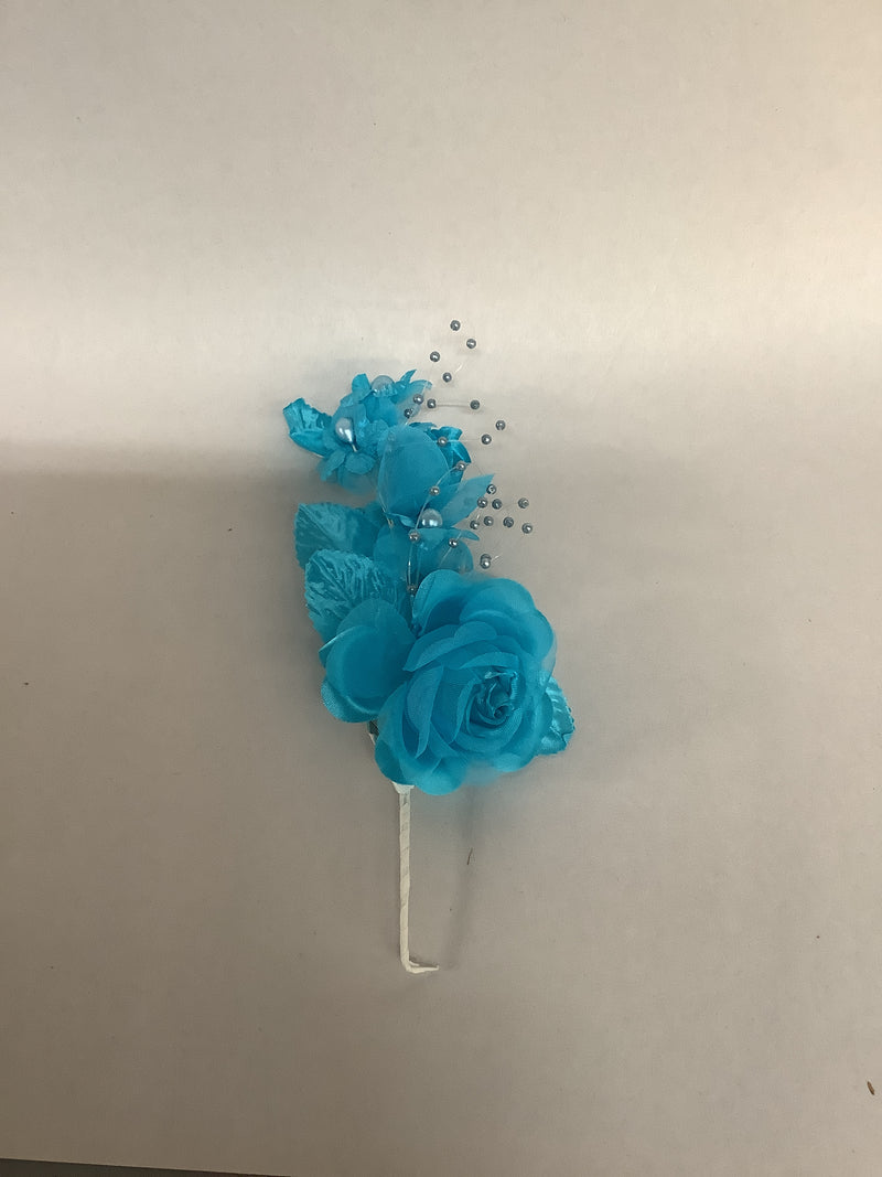 Silk Rose Boutonniere- Turquoise 