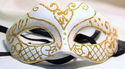 white gold glitter ornate masquerade mask
