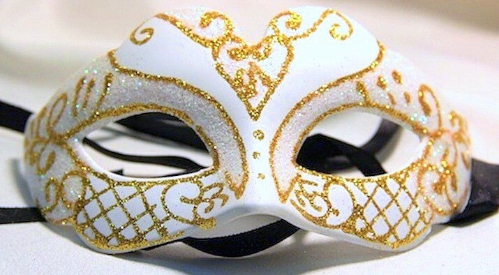 white gold glitter ornate masquerade mask