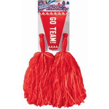 Pom Poms with Megaphone-Red