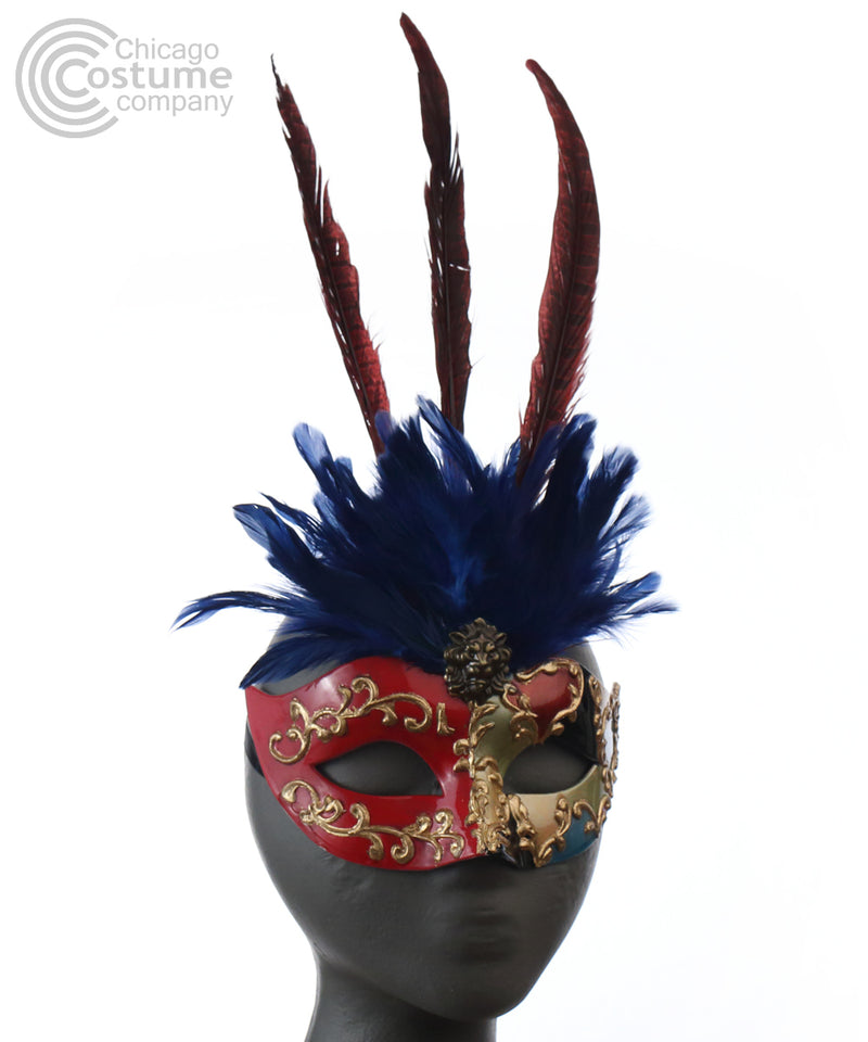 Keikos Mask with Feather red