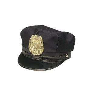 Black Adjustable Police Cap with Badge