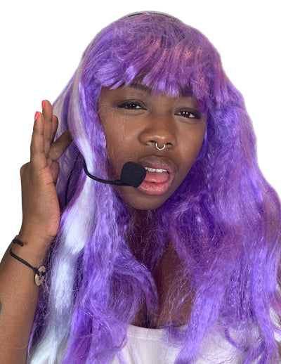 Whoa! She has bars, metaphors, and you bet it's raunchy... it's the Lil Cim wig! rapper  Ramune  purple  pink  Lorin  Long Wigs  long  lil kim  Licensed & Character Wigs  Lacey Wigs and Facial Hair  kim  colorful  bangs  Andy  Afros & Dreadlocks