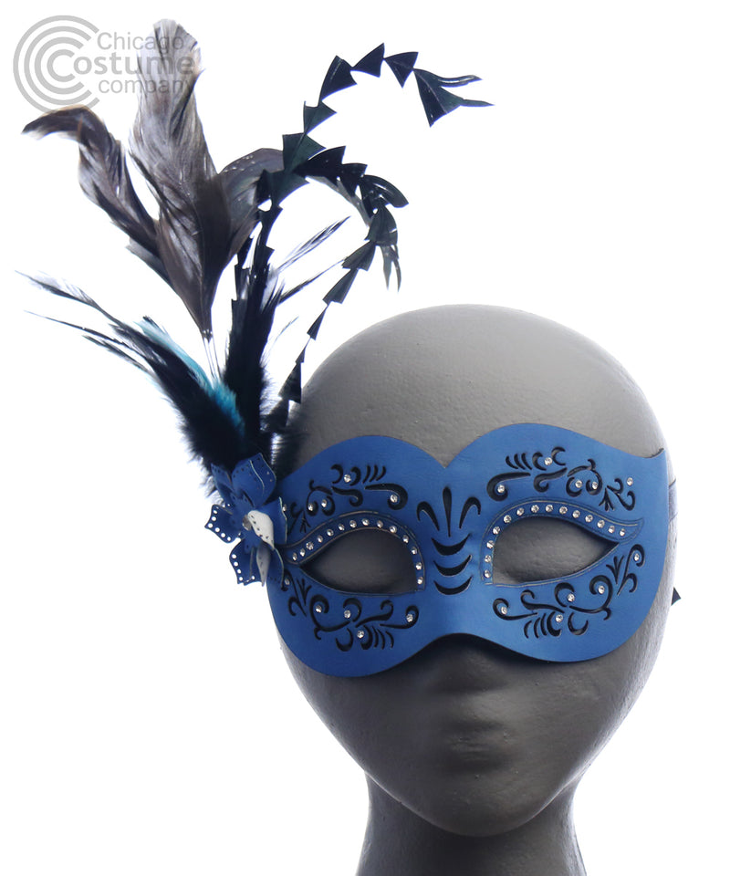 Veronica Leather Mask-Blue