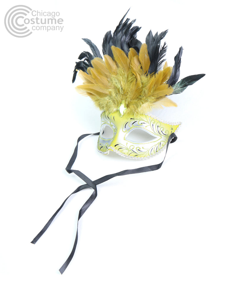Ariana Masquerade Eye Mask with Feathers-Green