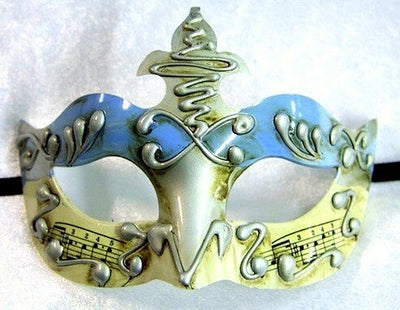 light blue silver ivory musical music note masquerade mask
