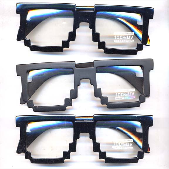 Black Pixel Clear Lens Glasses