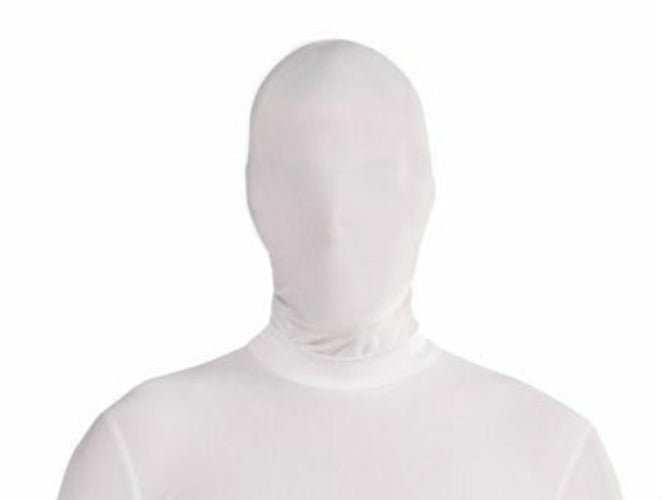 white morph suit mask hood