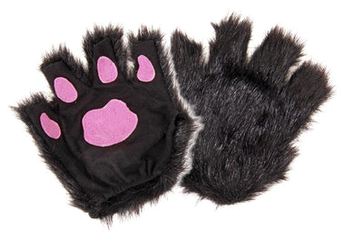 black fingerless paw gloves