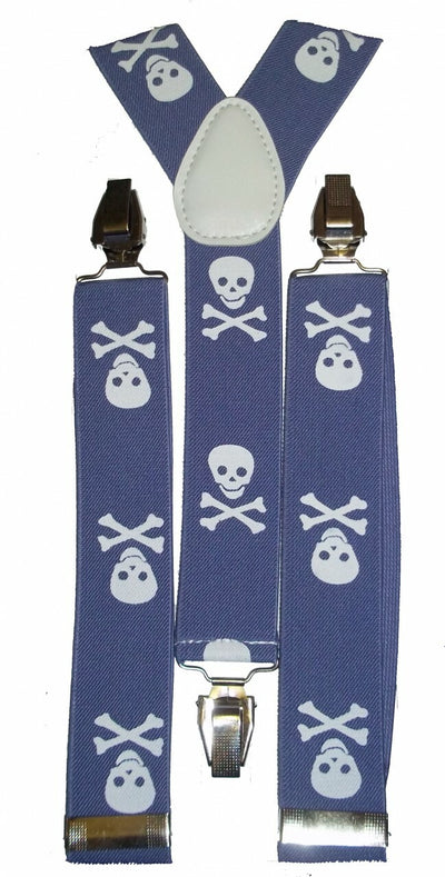 Lavender/White Skull & Crossbones Suspenders