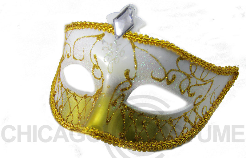 Fancy Party Mask-Gold and White