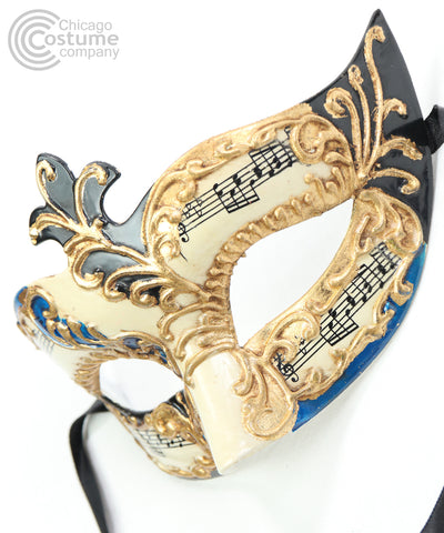 black blue gold musical music notes masquerade mask