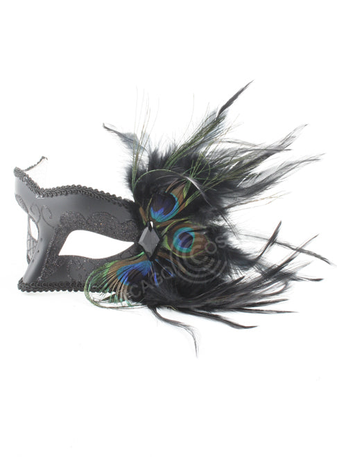 Raven Mask Black Feathers Peacock