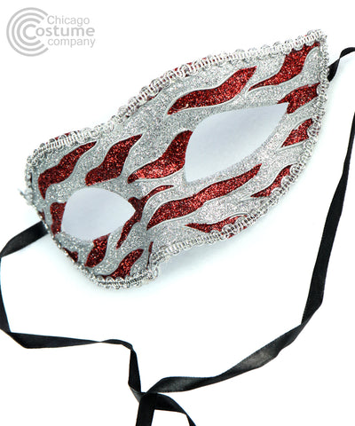 Naughty Petite Mask Red Silver Glitter Trim