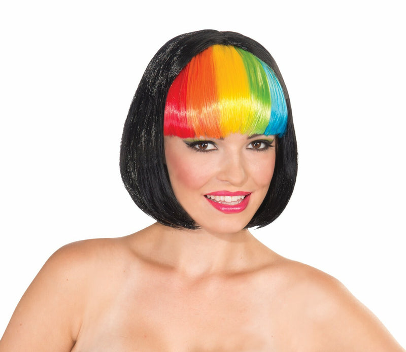 Rainbow Fantasy: Black and Rainbow Wig