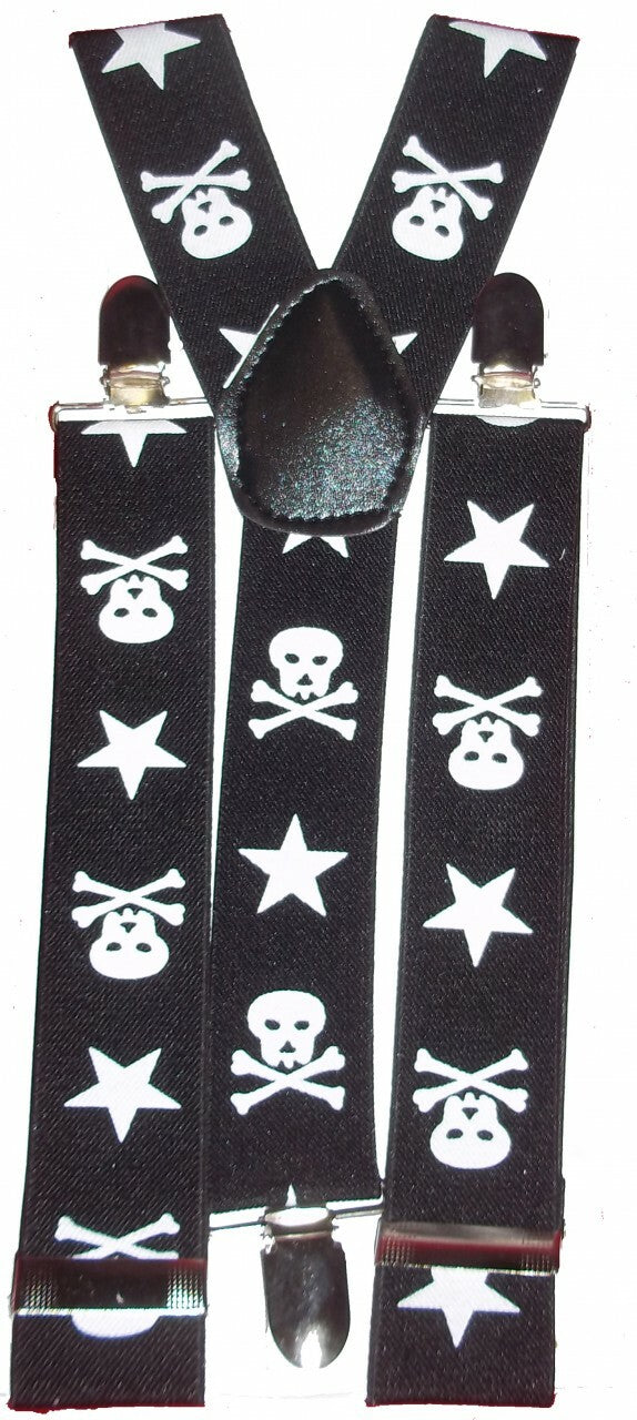 black Skulls & Stars Suspenders