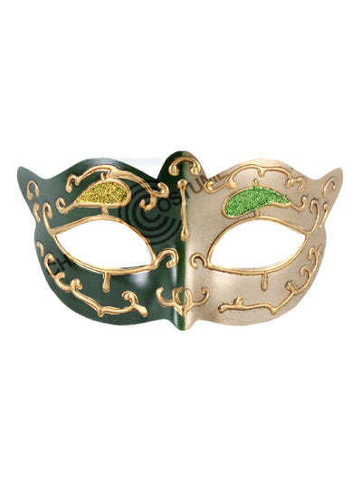 Venetian Party Mask Green Gold