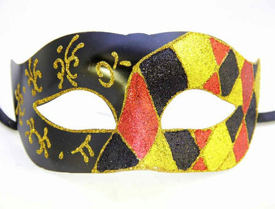 gold black red glitter masquerade eye mask