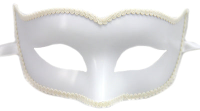 Plastic Masquerade Eye Mask-White Trim