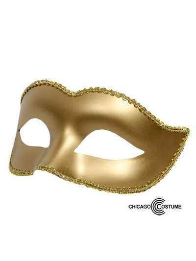 Gold plastic mask with gold trim plain customizable