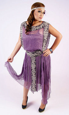 Flapper Dress - Crinkle Purple w-slip