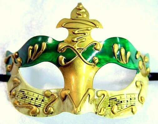 green gold ivory musical music note masquerade mask