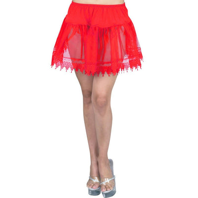 Teardrop Lace Petticoat Skirt-Red