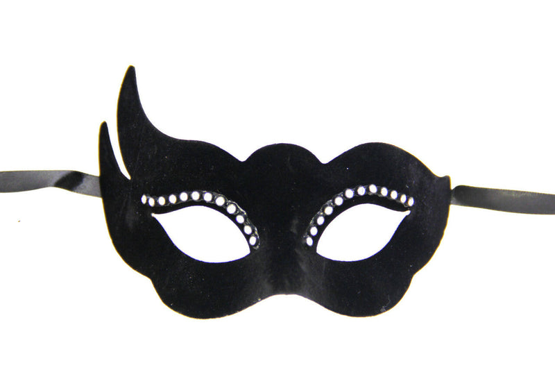 Mariah Eye Mask Black Clear Rhinestone