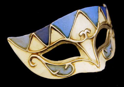 blue white silver masquerade eye mask
