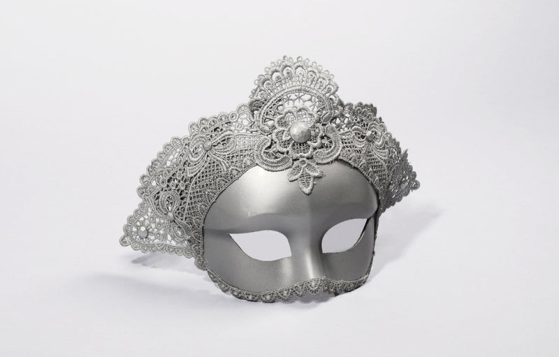 silver glasses masquerade mask lace