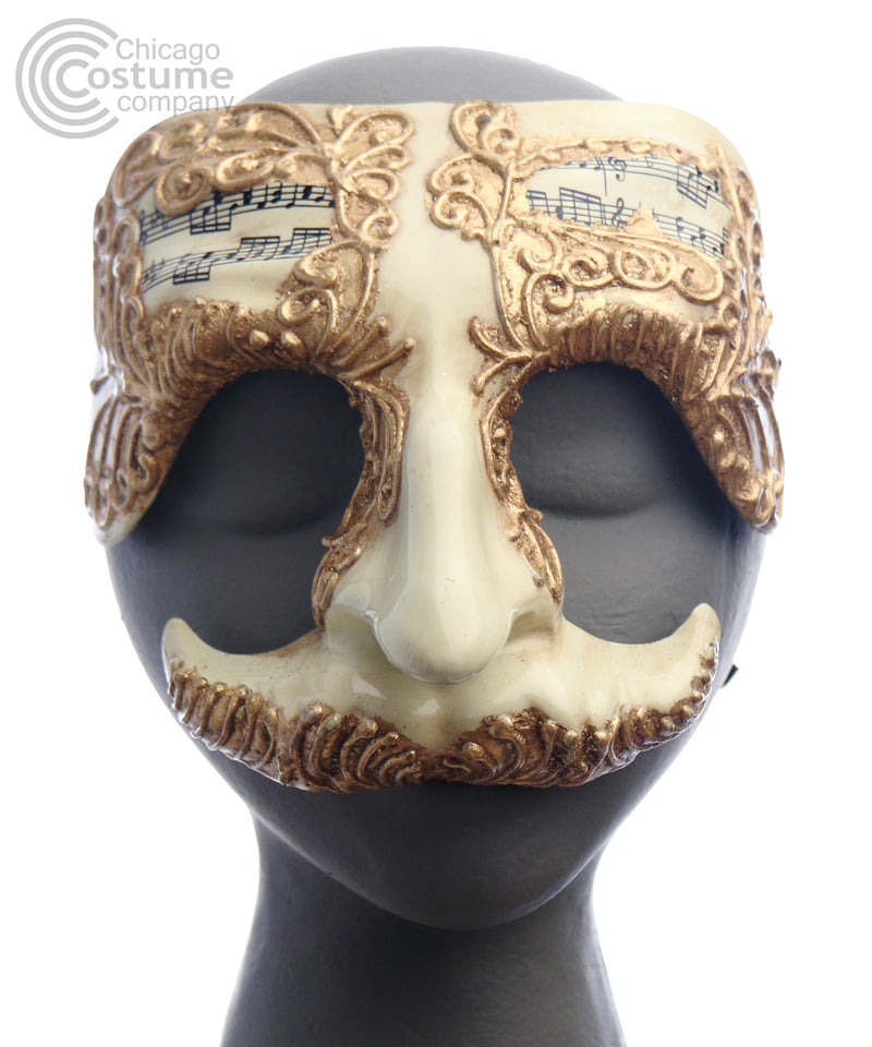 ivory gold musical music notes nose male masquerade mask