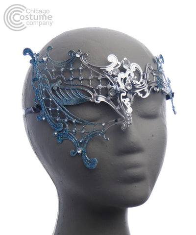 Paradise Metal Eye Mask Silver Blue
