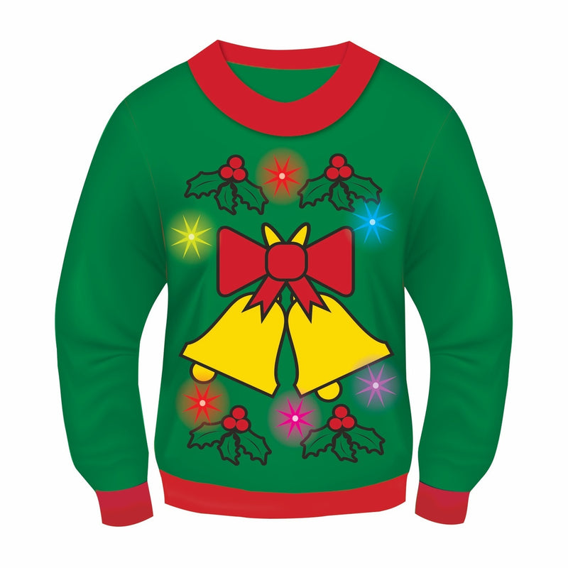 Green Light-Up "Jingle Bells" Ugly - Adult Christmas Sweater