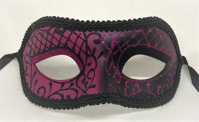 Fuchsia Satina Eye Mask with Black Ribbon 