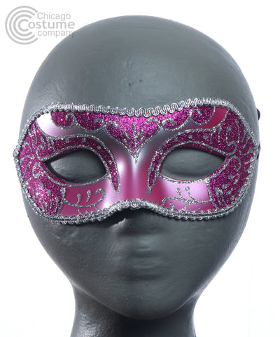 Carina Eye Mask Fuchsia Silver Trim Glitter