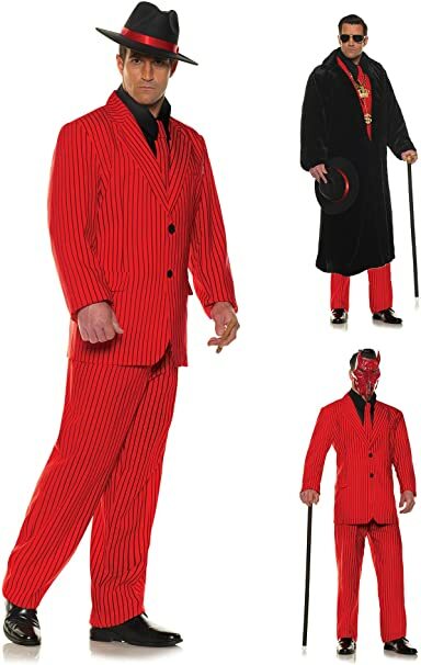 Red pinstripe gangster suit zoot gangster 1920's men roaring 20's costume