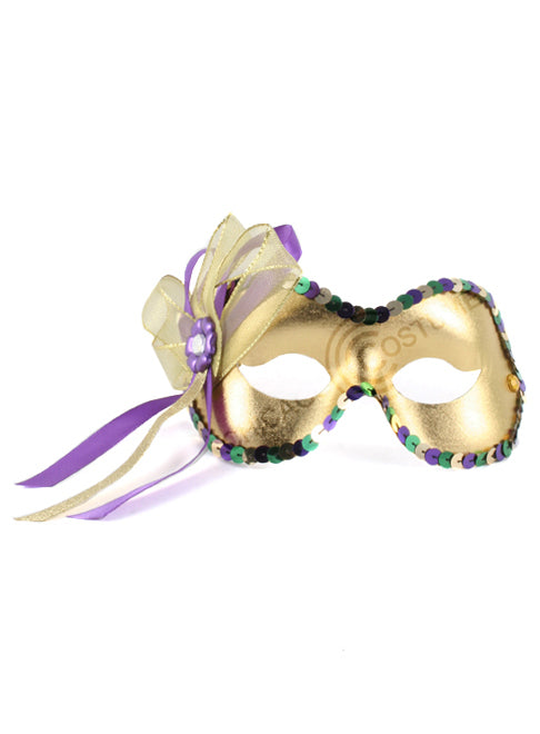 Purple green and gold mardi gras mask
