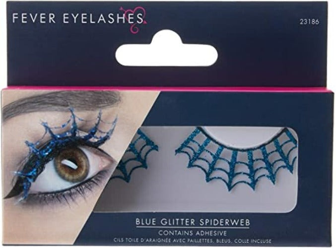 blue glitter spiderweb fever eyelashes 