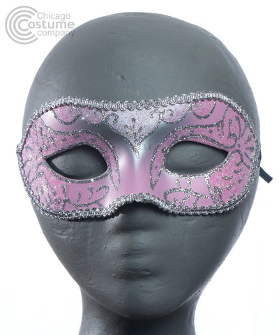 Carina Eye Mask Pink Silver Trim Glitter