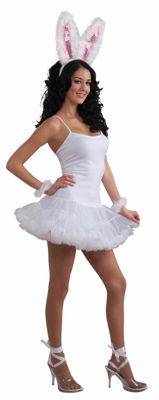 Slip Dress with Attached Crinoline - White