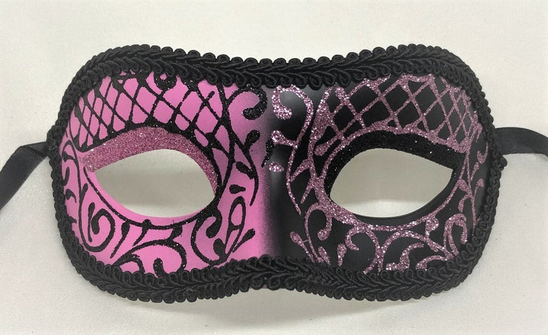 Pink and Black Satina Eye Mask with Black Ribbon