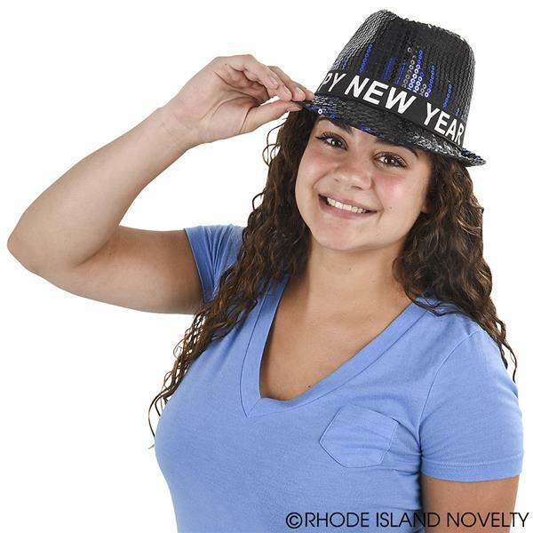 Blue - Happy New Year Adult Sequin Fedora