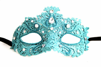 aqua lace jewel silver masquerade mask