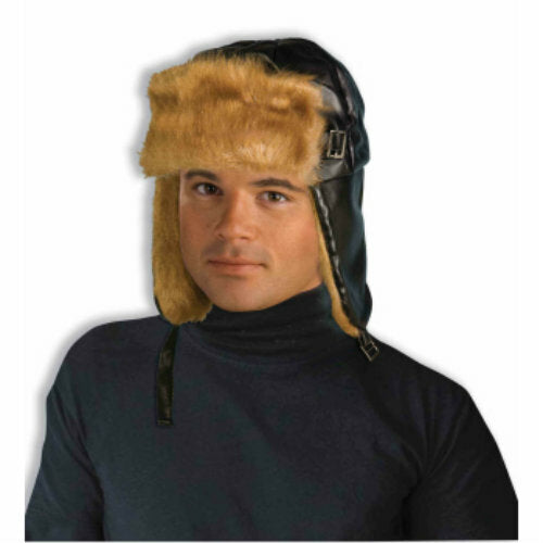 Furry Leather Aviator Hat - Chicago Costume Company