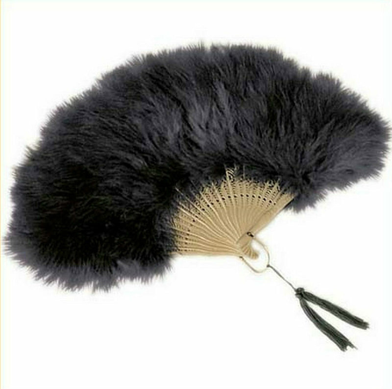 Black Marabou Feather Fan